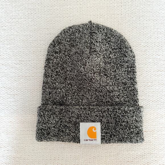 Carhartt Grey Black Speckled Knit Cuffed Stocking Cap Beanie - Picture 1 of 6